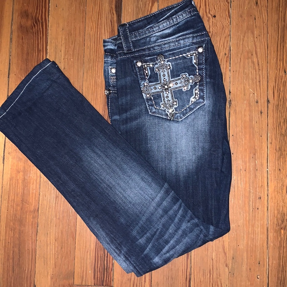 Miss Me - signature rise boot cut jeans with Cross